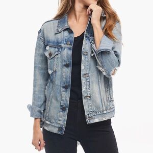 ABLE Merly Distressed Women's Denim Jacket Size XXL